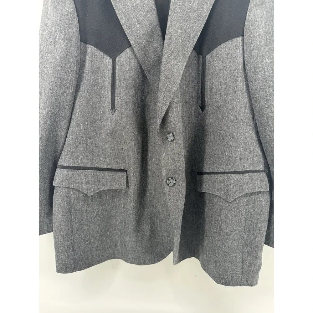 Circle Dallas Texas Blazer Mens 50R Gray Black Yoke Western Cowboy Rodeo Jacket